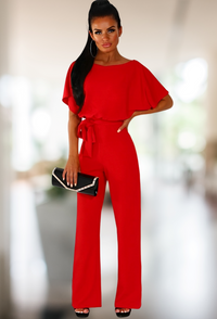 Denise - Eleganter Jumpsuit mit Ärmeln in Rot