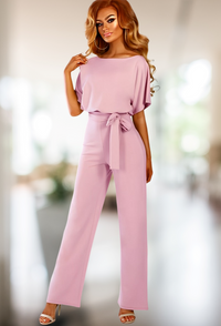 Denise - Eleganter Jumpsuit mit Ärmeln in Rosa