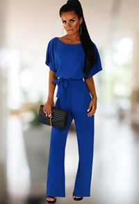 Denise - Eleganter Jumpsuit mit Ärmeln in Blau