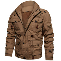 Winterjacke Herren Outdoor Warm | Pufferjacke Vielseitig in Khaki
