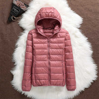 Pufferjacke mit Kapuze - Hyda in Dunkelrosa