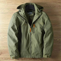 Regenjacke Herren Wasserdicht Mit Kapuze | Leichte Outdoorjacke Mit Reißverschluss in Grün