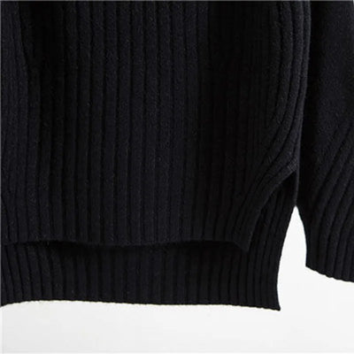 Sonia  - Gerippter Rollkragenpullover mit Ballonärmeln