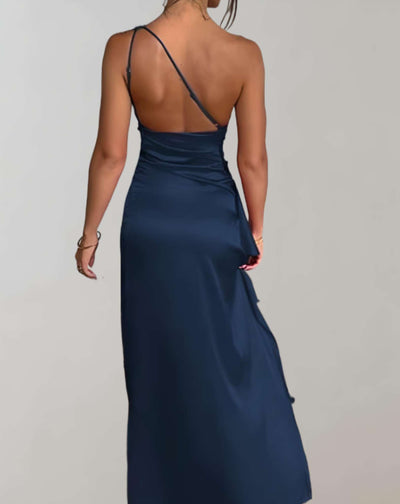 Harper -  Langes einschultriges plissiertes kleid