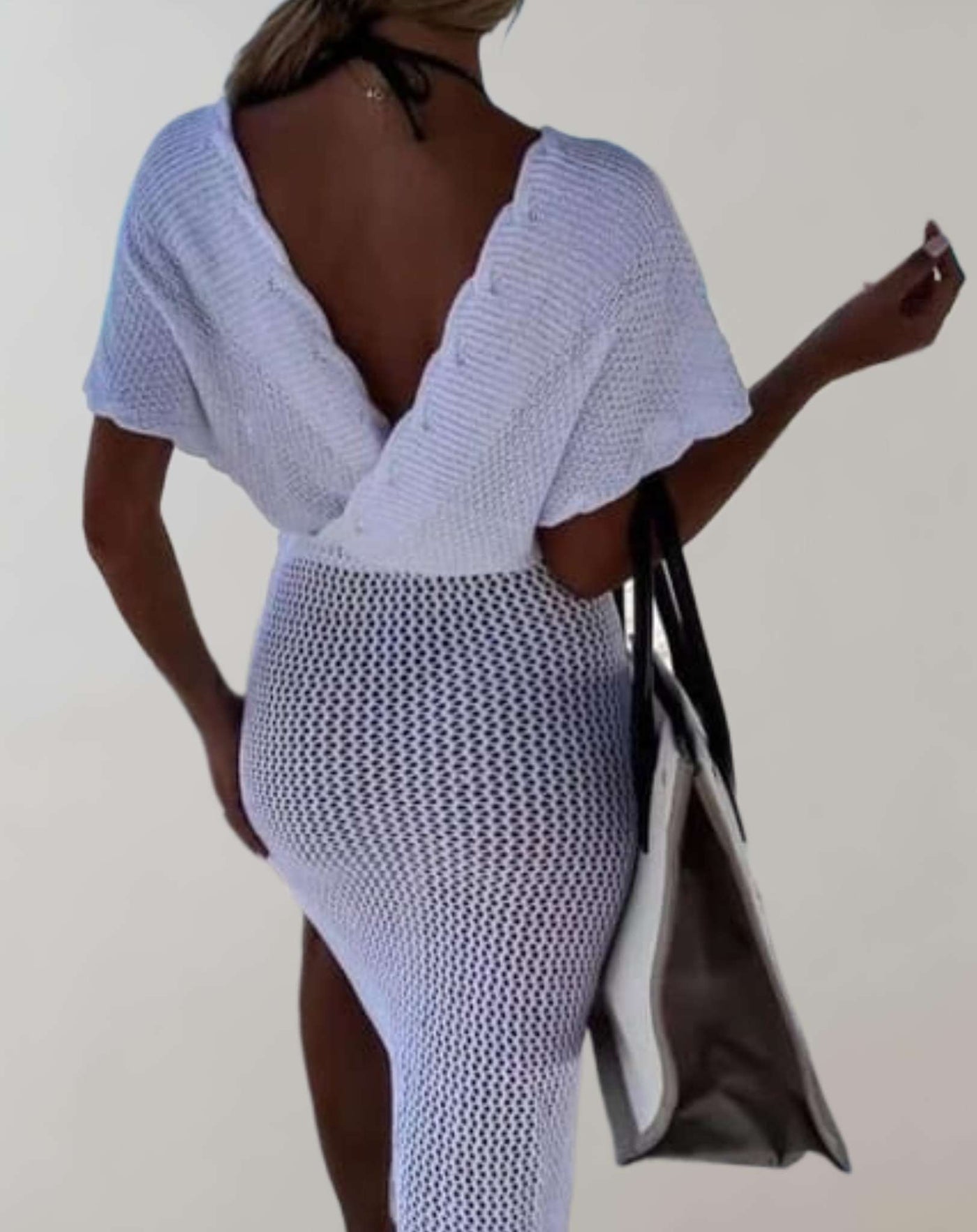 Hazel - Badeanzugkleid mit hohler Stickerei und tiefem V Ausschnitt Kleid