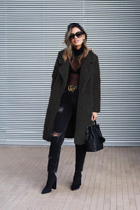Damen Lang Fleece Jacke | Winter in Schwarz