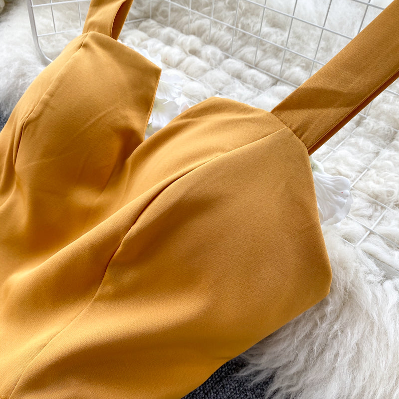 Strahlendes Gelbes Cocktailkleid ohne Ärmel