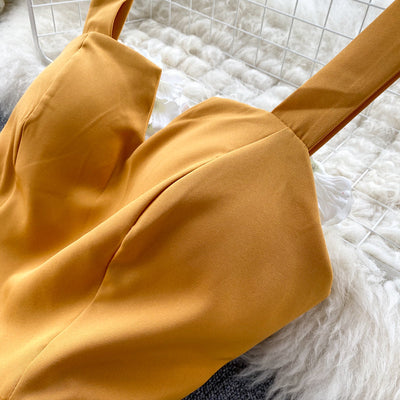 Strahlendes Gelbes Cocktailkleid ohne Ärmel