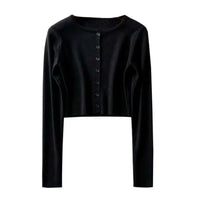 Erika | Crop-Top-Pullover mit Knöpfen in Schwarz