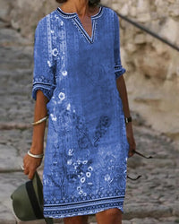 Zara | Minikleid mit Retro Blumenmuster in Blau
