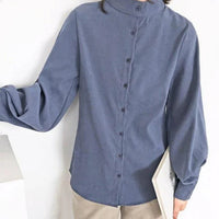 Franziska | Komfortable Elegante Puffärmel Bluse in Blau