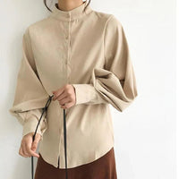 Franziska | Komfortable Elegante Puffärmel Bluse in Beige