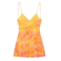 Sandra | Sommer Minikleid mit Blumenmuster in Orange
