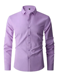 Herren Sommer Slim Fit Knopfleiste Hemd in Lila