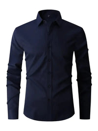Herren Sommer Slim Fit Knopfleiste Hemd in Dunkelblau