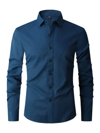 Herren Sommer Slim Fit Knopfleiste Hemd in Blau