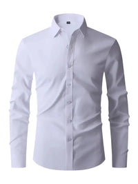 Herren Sommer Slim Fit Knopfleiste Hemd in Weiß