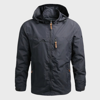 Herren Outdoor-Regenjacke mit Kapuze | Wasserabweisend in Grau