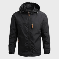 Herren Outdoor-Regenjacke mit Kapuze | Wasserabweisend in Schwarz