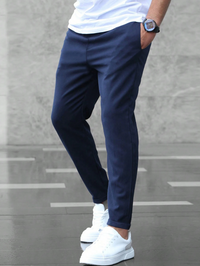 Ryan | Herren Legere Kordelzug Stretchhose in Marineblau
