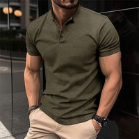 Herren Kurzarm Knöpfen Poloshirt in Armeegrün