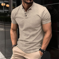 Herren Kurzarm Knöpfen Poloshirt in Beige