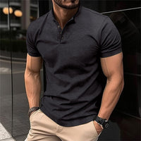 Herren Kurzarm Knöpfen Poloshirt in Schwarz