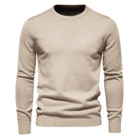Herren-Pullover mit Rundhalsausschnitt in Beige