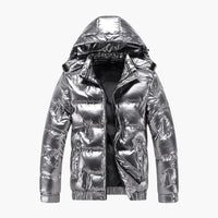 Herren Winterjacke mit Kapuze in Silber