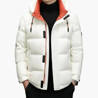Herren Daunenjacke mit Kapuze in Weiß