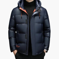 Herren Daunenjacke mit Kapuze in Dunkelblau