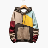 Herren Kapuzenpullover mit Kapuze und Kängurutasche in Blau/Braun