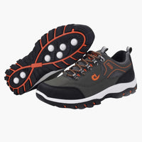 Herren Trekking Schuhe mit Schnürung und profilierter Gummisohle in Grün