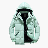 Herren Winter Steppjacke mit Kapuze in Grün