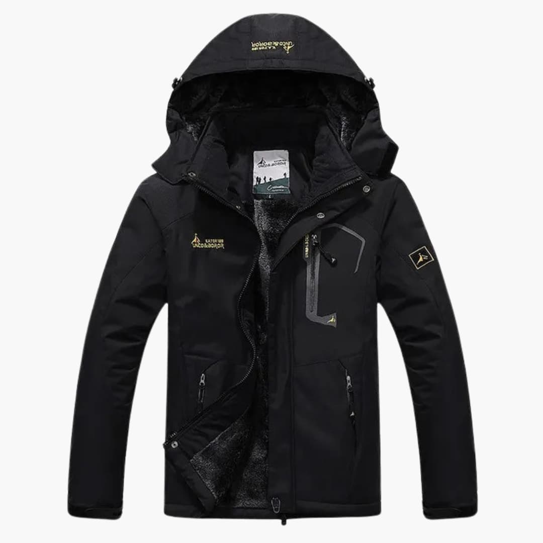 Herren Winterjacke mit Reißverschluss und abnehmbarer Kapuze
