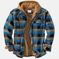 Herren Kariertes Jackett mit Knopfleiste Lässige Warme Freizeitjacke in Blau/Khaki