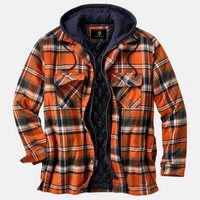 Herren Kariertes Jackett mit Knopfleiste Lässige Warme Freizeitjacke in Orange