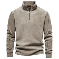 Herren Klassisches Sweatshirt mit Viertelreißverschluss Komfortabler Freizeitpullover in Beige