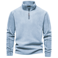 Herren Klassisches Sweatshirt mit Viertelreißverschluss Komfortabler Freizeitpullover in Blau