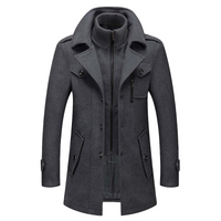 Herren Mantel Lang für den Winter - Modischer Übergangsmantel mit Eleganten Design in Grau