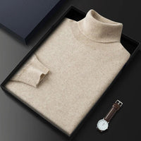 Herren-Rollkragenpullover – Elegantes Design, normale Passform, lange Ärmel in Beige