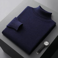 Herren-Rollkragenpullover – Elegantes Design, normale Passform, lange Ärmel in Dunkelblau