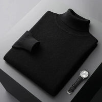 Herren-Rollkragenpullover – Elegantes Design, normale Passform, lange Ärmel in Schwarz