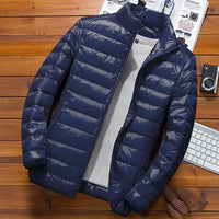 Florian | Steppjacke mit Kapuze für Winter in Marineblau (Kragenstil)
