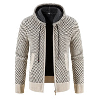 Herren Kapuzenjacke - Warme Reißverschlussjacke mit Fleecefutter für Herbst und Winter in Beige