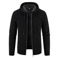 Herren Kapuzenjacke - Warme Reißverschlussjacke mit Fleecefutter für Herbst und Winter in Schwarz