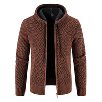 Herren Kapuzenjacke - Warme Reißverschlussjacke mit Fleecefutter für Herbst und Winter in Braun