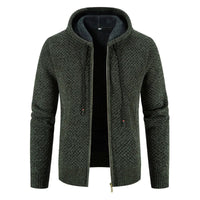 Herren Kapuzenjacke - Warme Reißverschlussjacke mit Fleecefutter für Herbst und Winter in Dunkelgrün