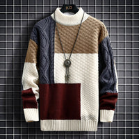 Herren Strickpullover Colorblock Grobstrick Cardigan Langarm Modernes Design in Rot