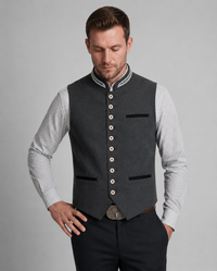 Herren Trachtenweste Grau Traditionell Modern Festlich Elegante Weste in Grau